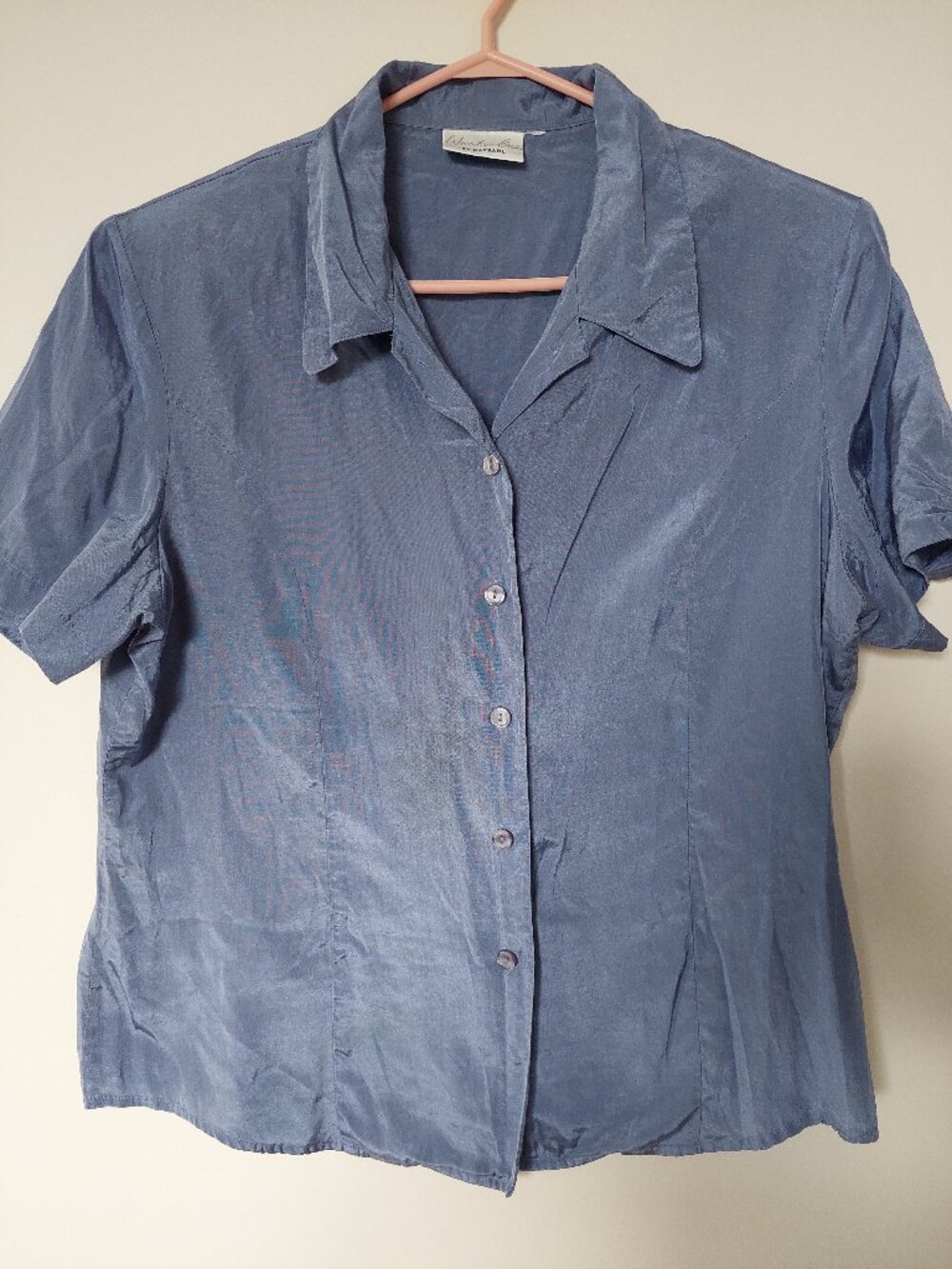 Kappahl Vintage Women's Size M 90's Dark Blue Silk Blend Blouse